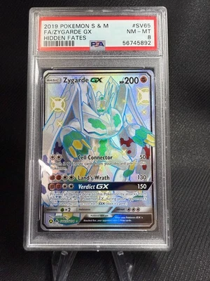 FULL ART/ZYGARDE GX #SV65 (2019) POKEMON SUN & MOON HIDDEN FATES PSA 8 - Image 1 of 2