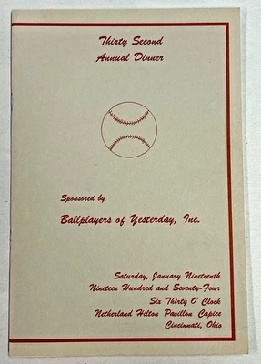 VINTAGE 1974 CINCINNATI REDS 32nd AWARDS DINNER PROGRAM SPARKY ROSE MR REDLEG - Image 1 of 4
