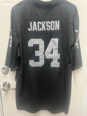 Футболка Бо Джексона No34 Raiders черная/серебристая новый размер XL - Изображение 1 из 4