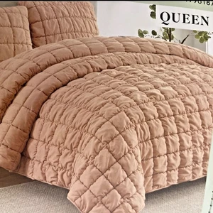 BHF Laurel Set 3 Pezzi Piumino Puff Revers, Queen Blush Rosa Usato Ottimo - Foto 1 di 9