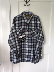 Neu mit Etikett Dixxon Flanell Manhattan kariertes Button-Down-Hemd Größe 2X schwarz weiß - Bild 1 von 13