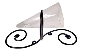 Combo of Wrought Iron Wall Glass Cone Vase Holder   13" x 4.5" W 5" D - Picture 1 of 5