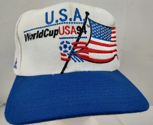 Vintage World Cup 1994 USA Block Spellout Snapback Hat Apex One Flag Wool Blend - Picture 1 of 14