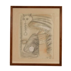 Gerahmt Signiert Roberto Matta "Ohne Titel" Mix Media - Bild 1 von 5