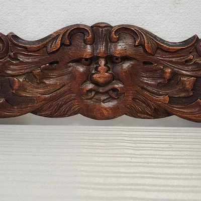 Antiguo panel de viento norte roble gótico de la década de 1890 arquitectónico 16" x 5"  Foto 1 de 4