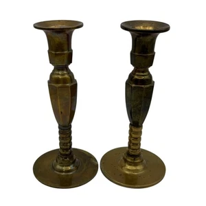 Vintage Brass Candlestick Holders Set of 2 Taper Candle Holders Andrea By Sadek - Picture 1 of 7