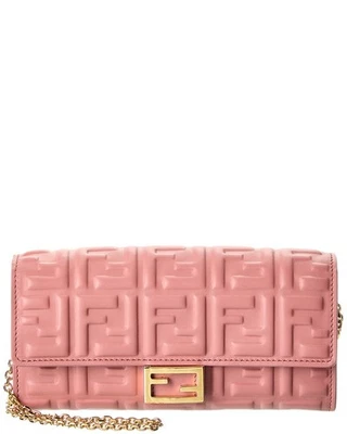 Cartera de cuero Fendi Baguette con cadena para mujer rosa Os Foto 1 de 4