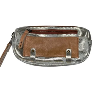 Schuler & Sons Philadelphia Distressed Gold / Silver Leather Clutch Purse  - Picture 1 of 8