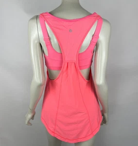 Lululemon Run For Your Money Tank Top Women 6 Built in Bra Pocket Coral Neon - Picture 1 of 11