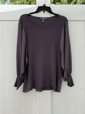 Lisa Rinna Collection Dark Gray Two Tone, Double Texture Sweater Top X-Large - Imagem 1 de 4