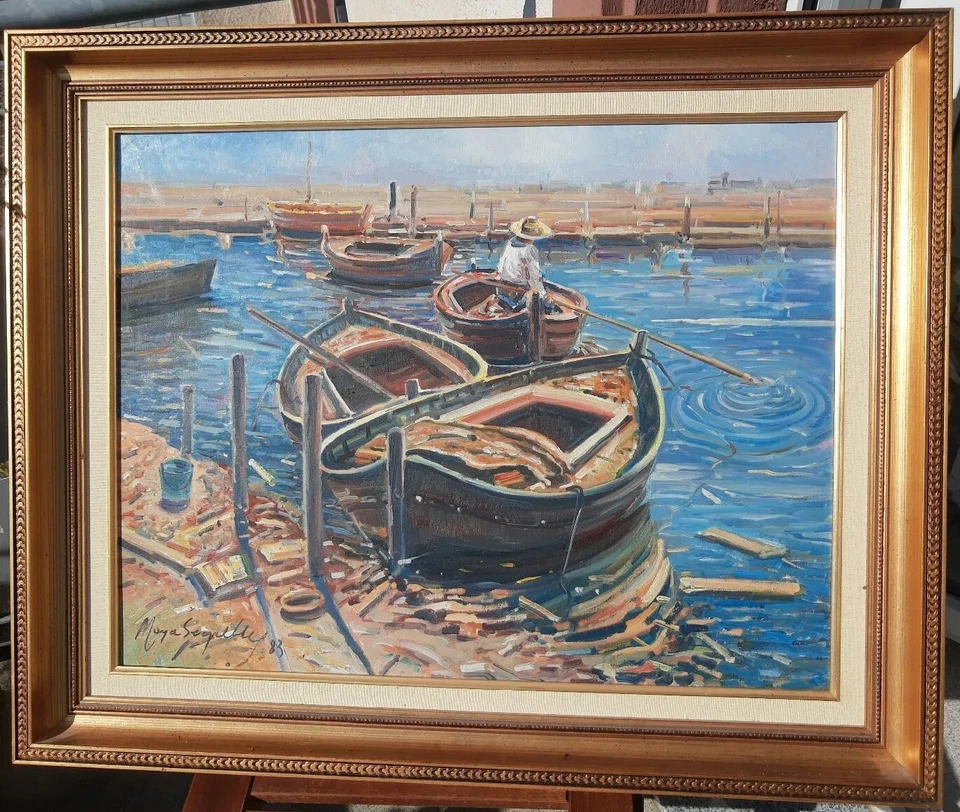 MUSEAL !WOW! MOYA SEGRELLES Fischer mit Boot im Hafen an Küste Mittelmeer Schiff - Bild 1 von 4