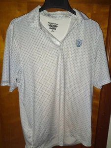Straight Down Shirt Mens Medium White Suit Cards All Over Print Polo Performance - Picture 1 of 2