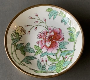 Japanese Porcelain Horchow Collection Floral Brass Bowl Made in Hong Kong VTG - Picture 1 of 9