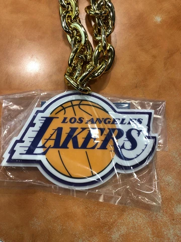 LOS ANGELES LAKERS  BIG  Logo GOLD Fan Chain Big Chain Necklace Cover