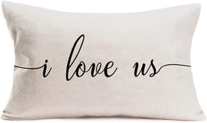 I Love Us Throw Pillow Covers Rustic Farmhouse Style Sweet Sign Letters Pillow V - Picture 1 of 4