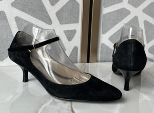Zapatos de salón Ralph Lauren de cuero negro de gamuza de tacón medio para mujer 7,5 M Mary Jane - Imagen 1 de 8