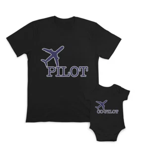 Dad and Baby Matching Outfits Clothes Airplane Pilot Blue - Airplane Co Pilot - Picture 1 of 6