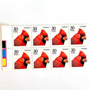 US # 2480 RED CARDINAL 30c (1998) - Single Block of 8 Postage Stamps, MNH - Picture 1 of 3