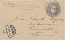 Argentinien Postkarte 6 Cent. grau BUENOS AIRES 5.11.38 nach CREFELD 8.12.98