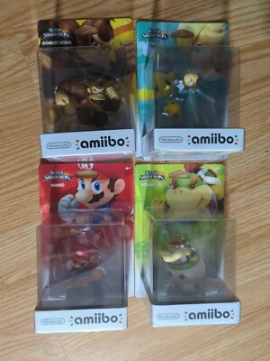 NIB - Super Smash Bros Amiibo - Donkey Kong, Rosalina, Mario, Bowser Jr.- New - Изображение 1 из 4