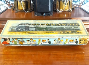 Vintage 1920s Embossing Company's Double Twelve Express Dominoes 1212 Train - Picture 1 of 14
