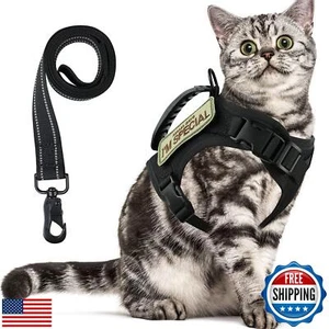 Tactical Cat Harness and Leash for Walking,Escape Proof Soft Adjustable Pet V - Picture 1 of 5