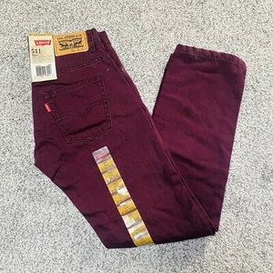NWT Levis 511 Jeans Regular Dark Plum Slim Fit Tapered Leg Youth 10 12 14 18 - Picture 1 of 14