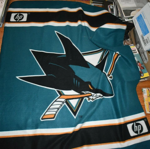48" X 59" San Jose Sharks HP Team Blanket NHL Hockey Official Merch Cover