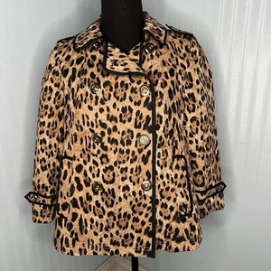 Neu mit Etikett White House Black Market kurz geschnittene zweireihige Gepard-Jacke Größe 2 - Bild 1 von 6