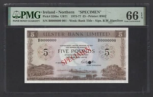 Northern Ireland 5 Pounds 01-03-1977 P326bs Specimen Uncirculated Grade 66 - Picture 1 of 2