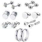  14 Pcs Stainless Steel Men's Earrings Set Man Crystal Jewelry Mens Black Suit