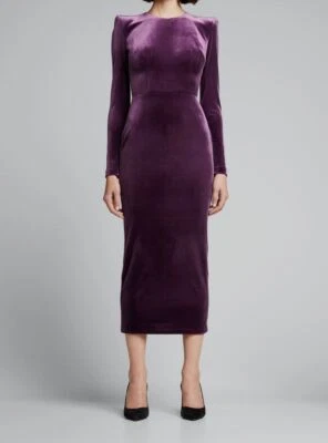 Vestido ceñido al cuerpo de terciopelo púrpura con puño y cremallera talla 8 $1950 Alex Perry para mujer Foto 1 de 4