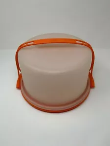 Vintage Tupperware Orange 11" Round Cake/Pie Carrier Taker w/Handle - Picture 1 of 4