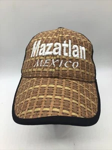 Mazatlan Mexico Men’s Embroidered Paper Straw Mesh Trucker Hat - Picture 1 of 13