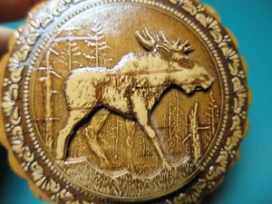 2.5" Russian BIRCH BARK Jewelry Trinket Box MOOSE art small pill wood lake tree - Picture 1 of 7