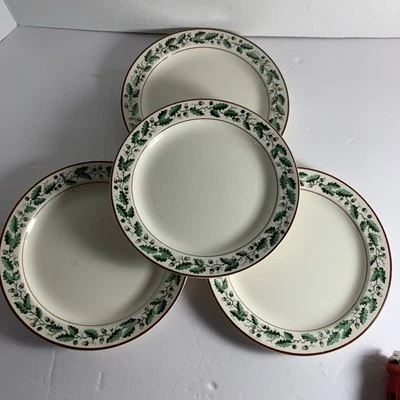 Vtg Spode Holly Acorn Christmas Dessert Plate Set 4 Repro 1805 Pattern England 7 - Image 1 of 4