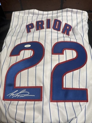 Camiseta de béisbol personalizada firmada autografiada por Mark Prior de los Chicago Cubs certificado de autenticidad de la JSA Foto 1 de 4