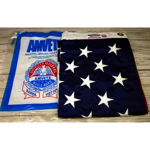 Valley Forge AmVets bandiera americana stelle ricamate 3’x5’ Corea Vietnam made in USA - Foto 1 di 3
