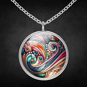 Collar Con Colgante Colorido Cadena Plata Mujer Joyería Colorido Regalo Mujer - Imagen 1 de 4
