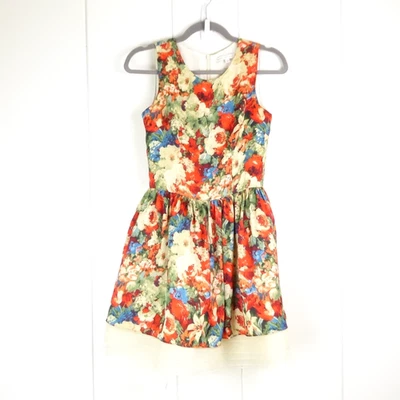 Marc Jacoba Dress Womens SZ 2 Silk Blend Floral Sleeveless Fit and Flair Garden - Изображение 1 из 4