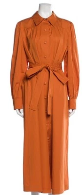 Vestido Camisa Popeline Algodão Luxo Laranja Tory Burch Tamanho 14 Novo sem etiquetas - Imagem 1 de 3