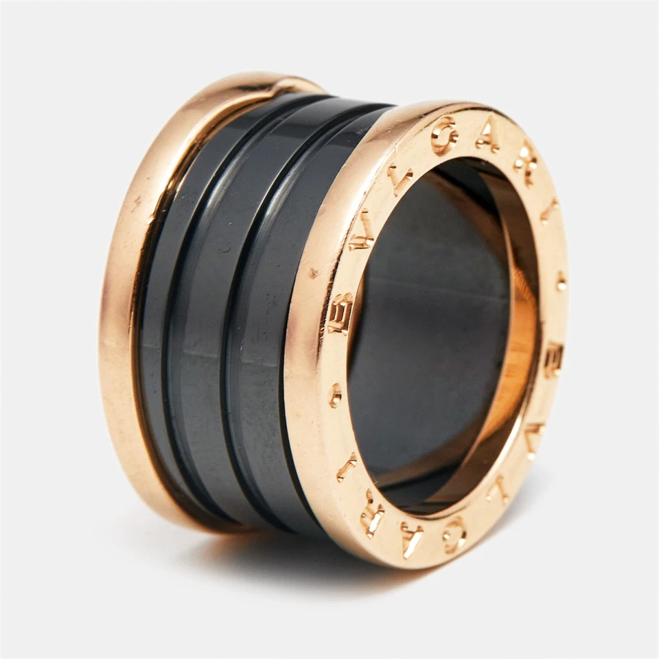 Anillo Bvlgari B.Zero1 4 bandas cerámica negra oro rosa 18k talla 50 Foto 1 de 4