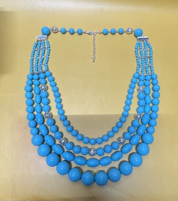 Joan Rivers Private Collection Turquoise Blue Multi Layer Bead Necklace - Image 1 of 4