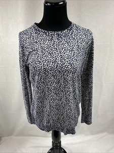 Boden Sweatshirt Oberteil blau Leopard Animal Print Freizeit Rundhals mittelblau grau - Bild 1 von 7