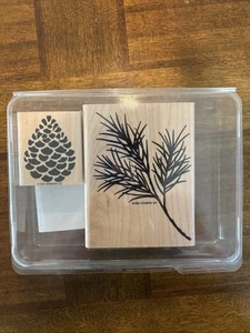 Stampin’ Up! Definitely Decorative Pine Bough & Pinecone Rubber Stamp Set – 2001 - Picture 1 of 3