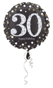 Palloncino foil mylar 30 ANNI colore NERO e ARGENTO con stampa olografica - 45 c - Foto 1 di 2