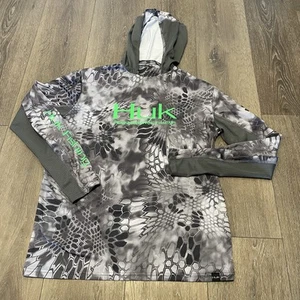 HUK Felpa con Cappuccio Uomo S Grigio Nero Performance Pesca Camicia Mimetica Manica Lunga - Foto 1 di 8