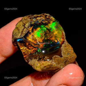 64 CTs Opal Rough Natural Ethiopian Opal Raw Welo Opal Gemstone Multi Fire - Picture 1 of 4