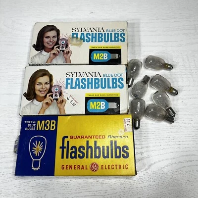 Vintage Sylvania Blue Dot M2B - GE M3B Blue - Sylvania Clear M2 36 Bulbs Total - Image 1 of 4