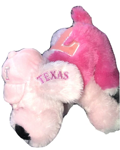 Forever Collectibles Texas Rangers Puppy Dog Plush Stuffed Animal Pink Hat MLB Cover
